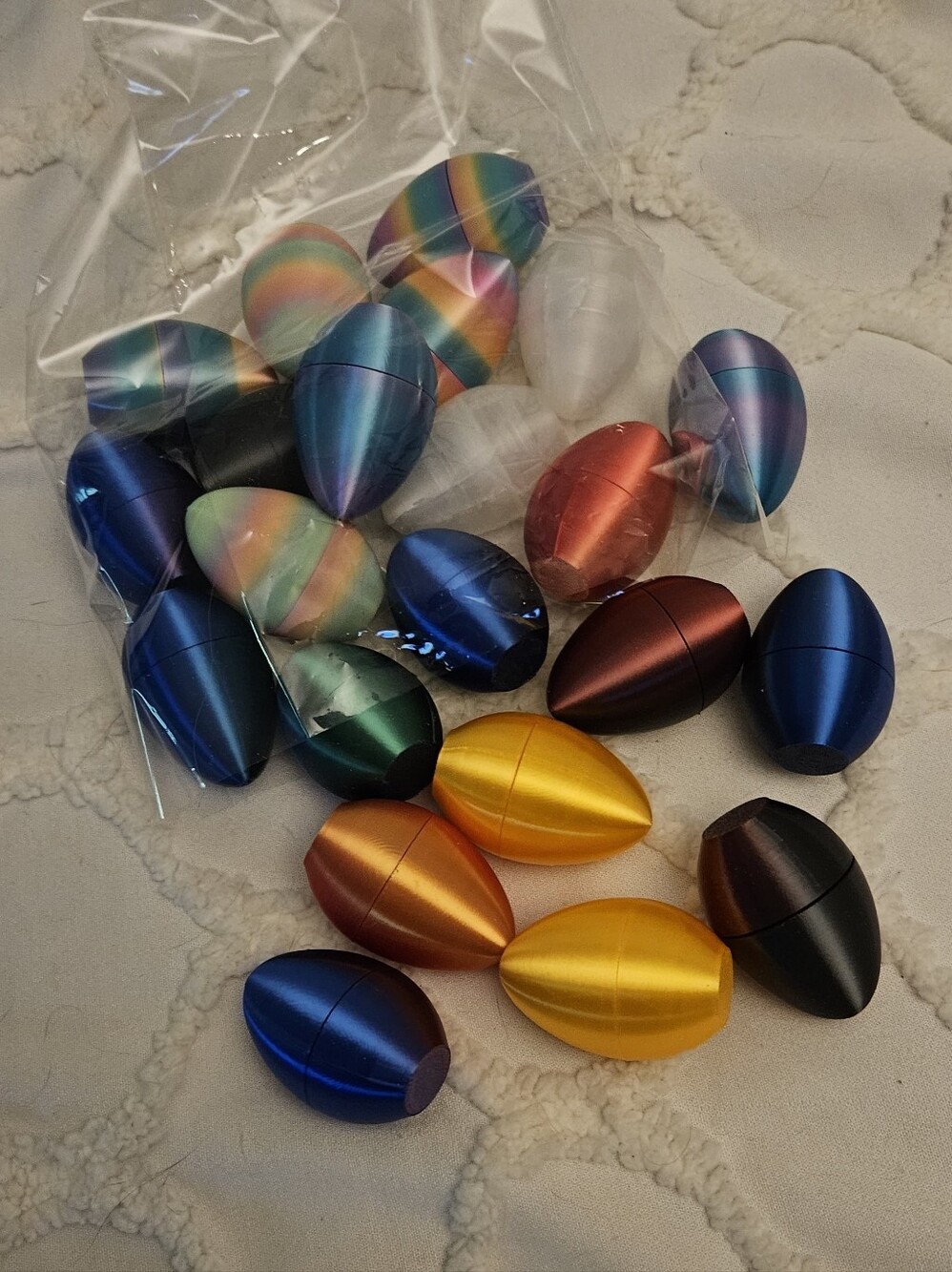 Metallic Multi-Color 3 D PRINTED EGGS- Assorted 23 PIECES